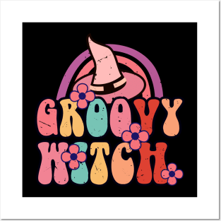 Groovy witch - retro vintage groovy design Posters and Art